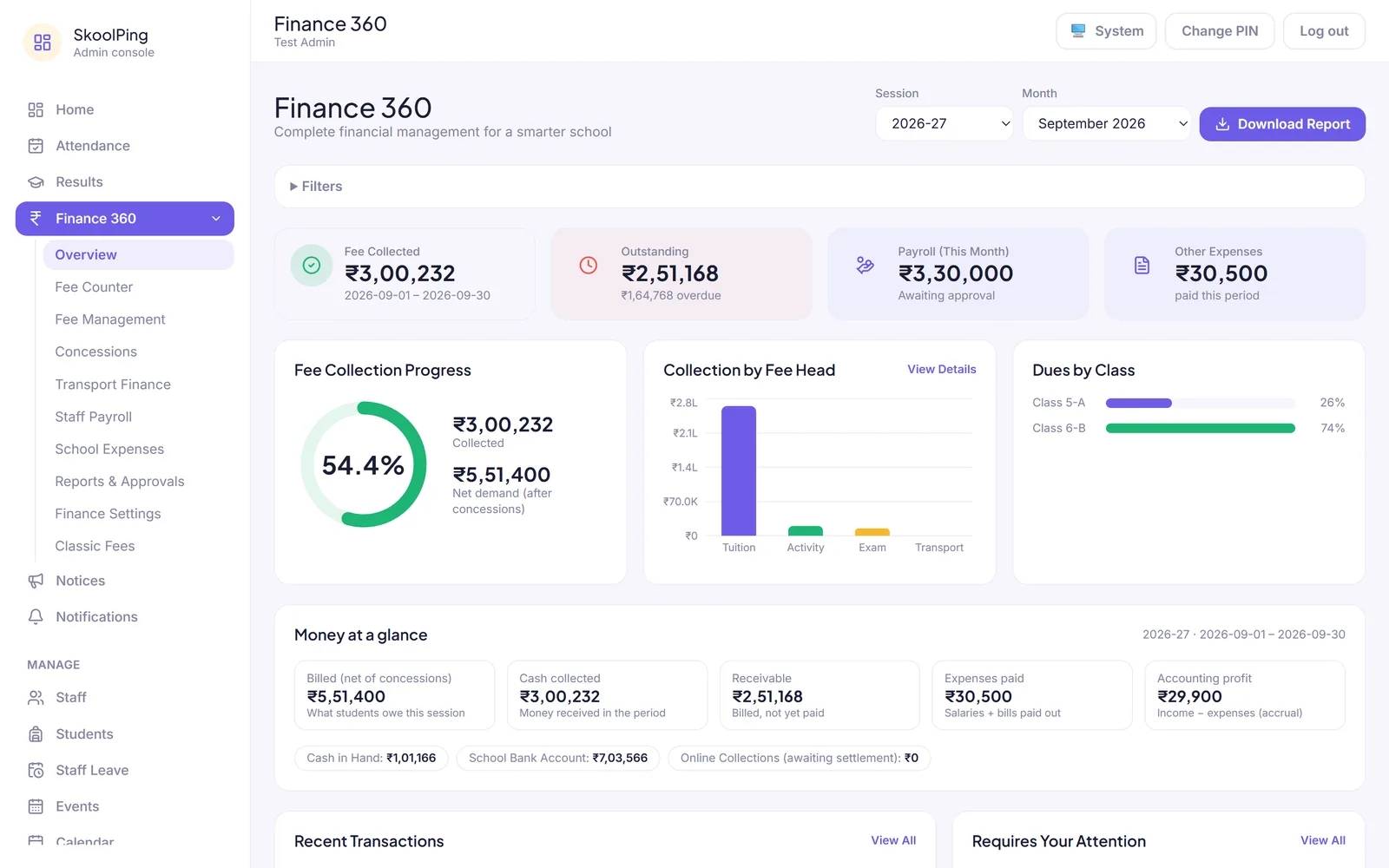 Finance 360 principal dashboard